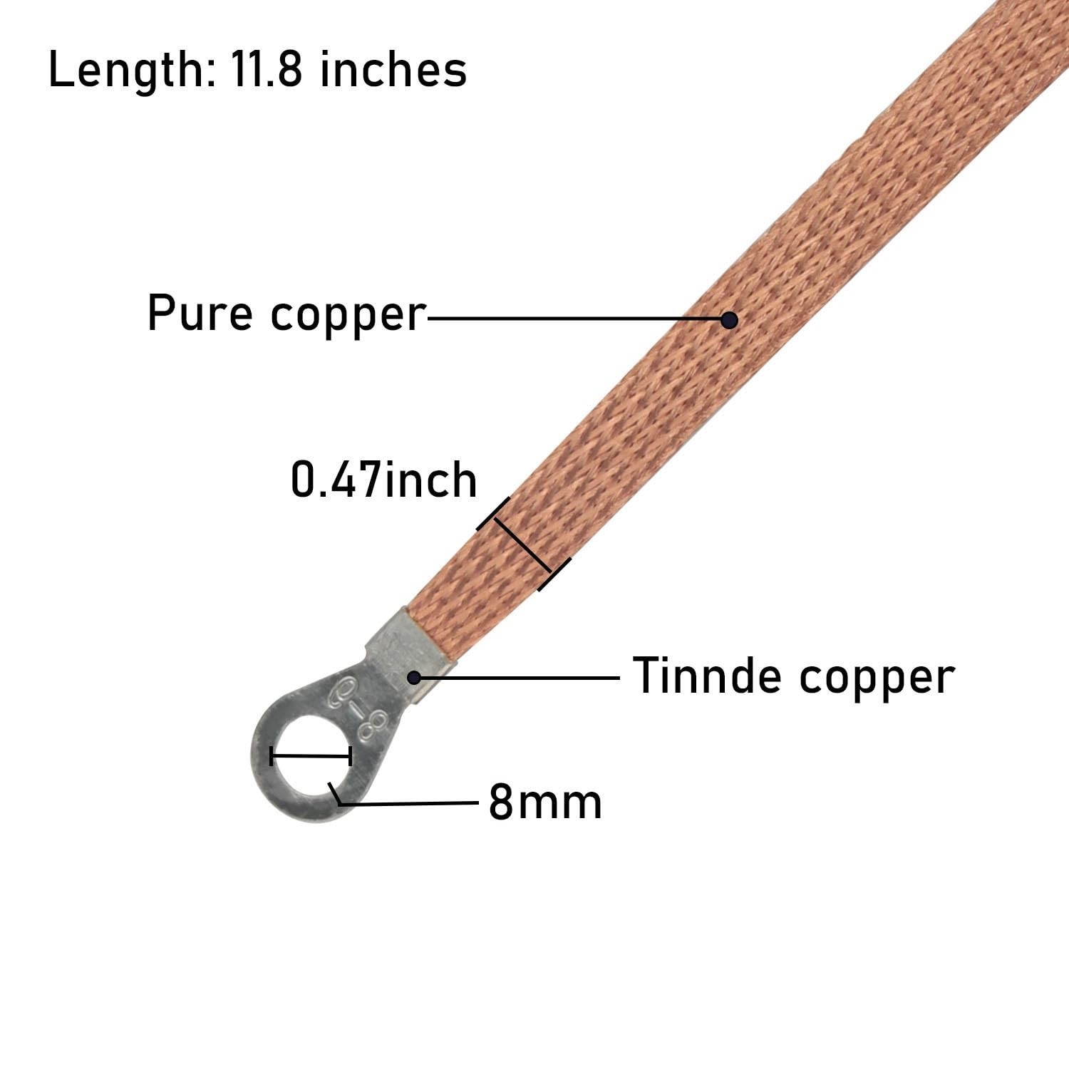 6pcs Oxygen-Free Copper Braided Ground Straps – 11.8 Inch Versatile Wiring