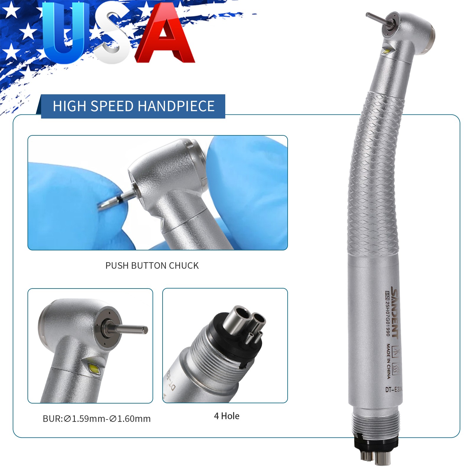Dental LED handpiece integrate E-generator Handpiece 4H 4 water spray Electric