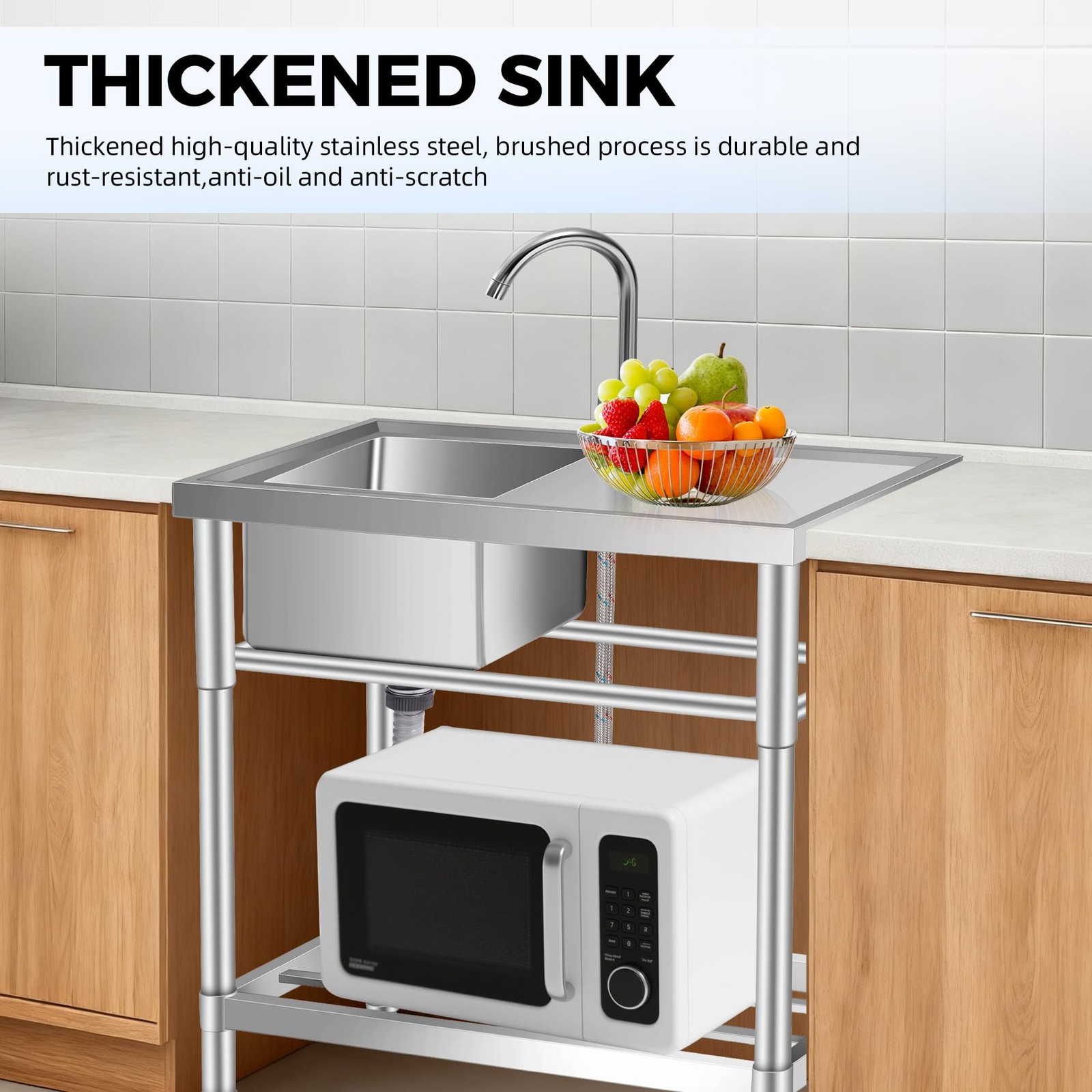 30″x16″x30″ Kitchen Sink Stainless Steel Commercial 1 Compartment Utility Sink