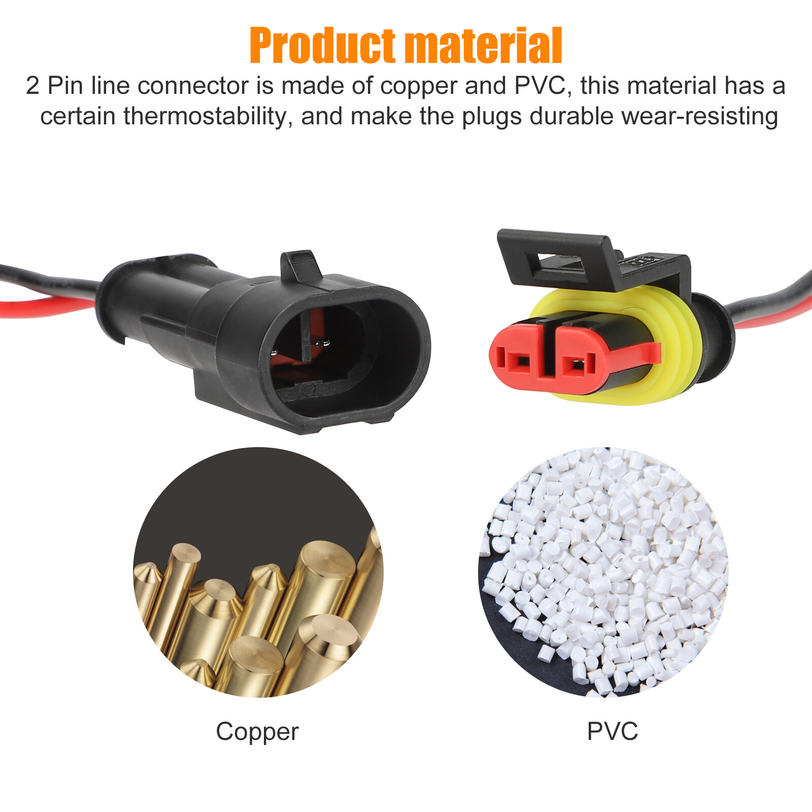 10-Pair Waterproof 12V 2-pin Electrical Wire Connector Plug Cable Boat Car truck