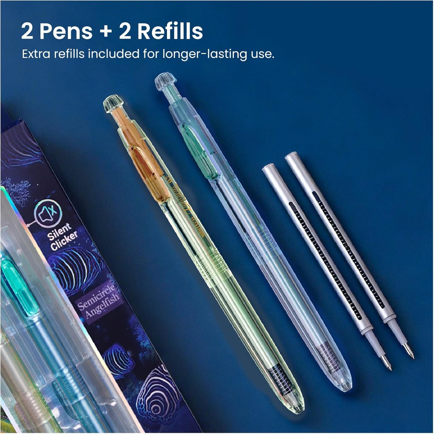Gel Pens Medium Point: Luminous pen set 0.7mm Black Ink Includes 2 Pens and 2