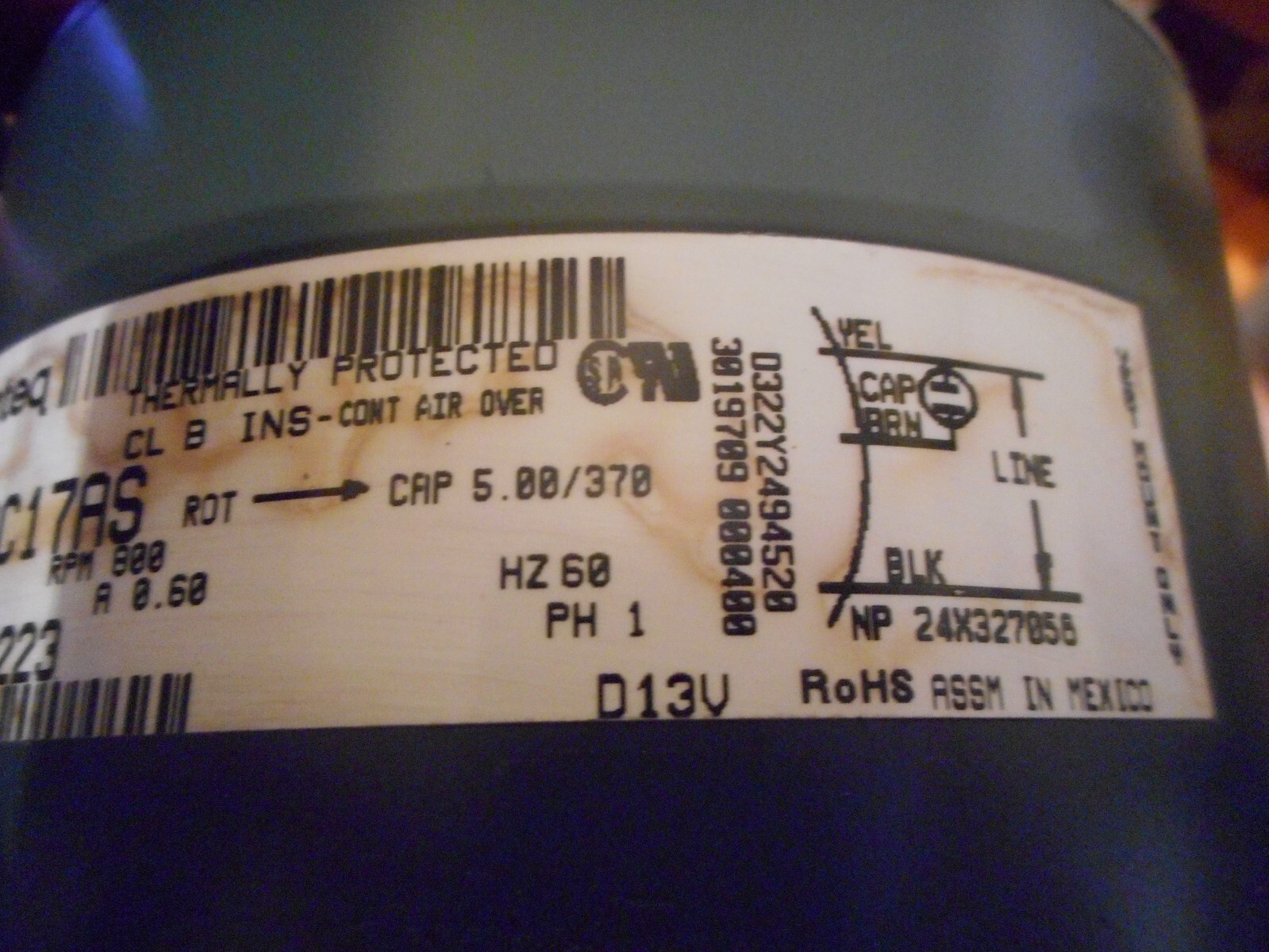 Genteq 5KCP39DFBC17AS Condens. Fan Motor HC32GR223 1/12HP 230V 800RPM
