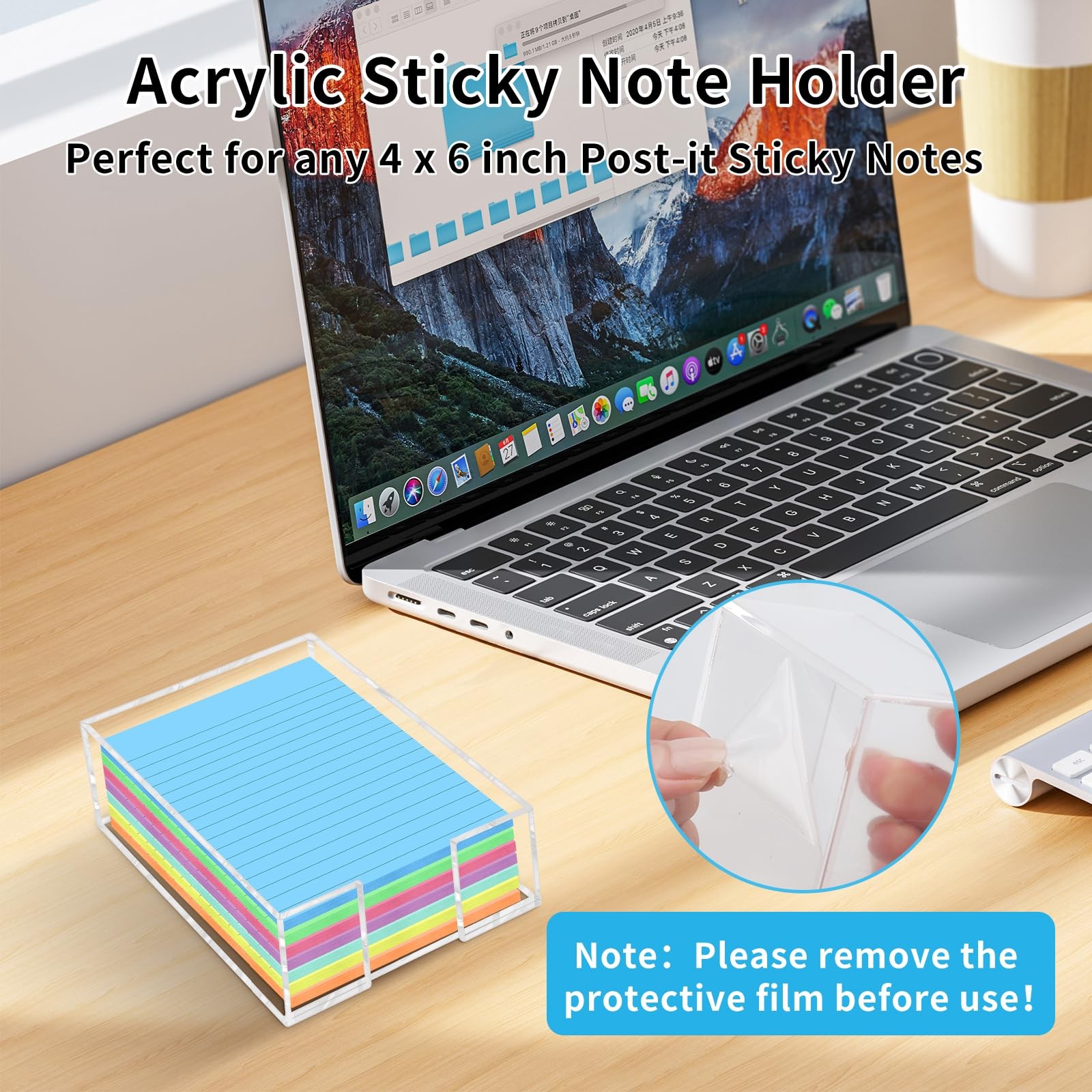 Acrylic Sticky Note Holder – 4 x 6 Inch Post 4 x 6 inch, Transparent 4 X 6 in