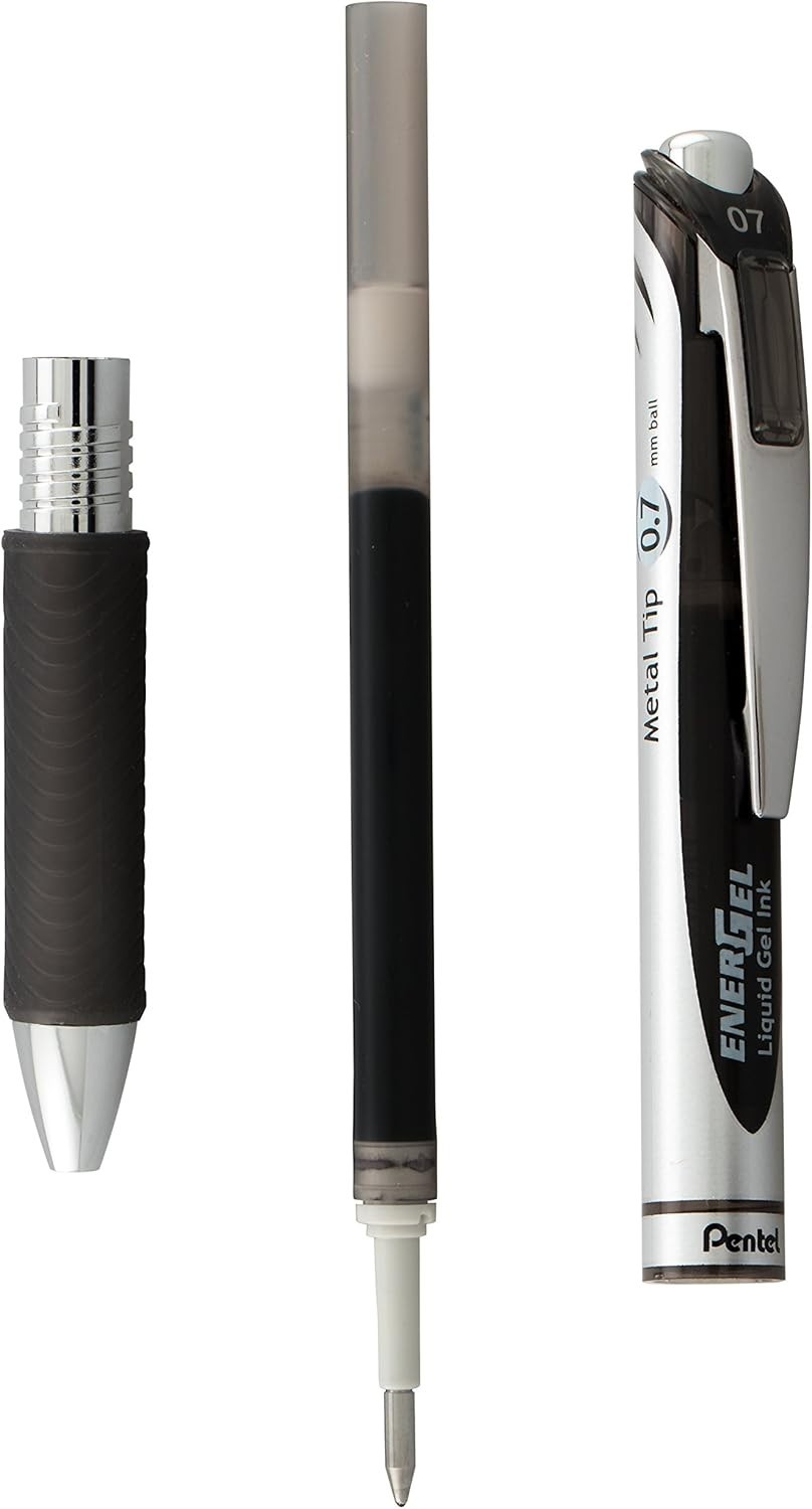 Pentel EnerGel RTX Retractable Liquid Gel Pen, 2 Count (Pack of 1), Black