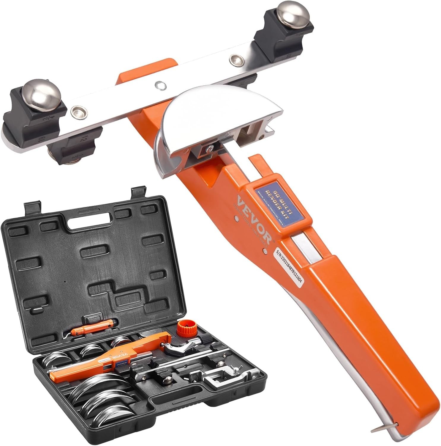 Versatile Hand-Powered Pipe Tube Bender with 90° Flexibility & Accessories