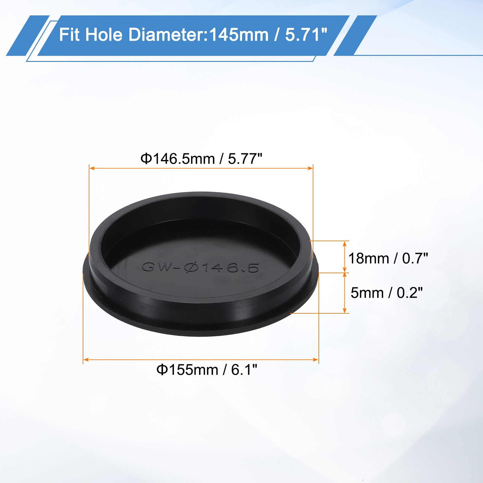 Silicone Hole Plugs Round Rubber Stopper for 145mm/5.71″ Hole Black)