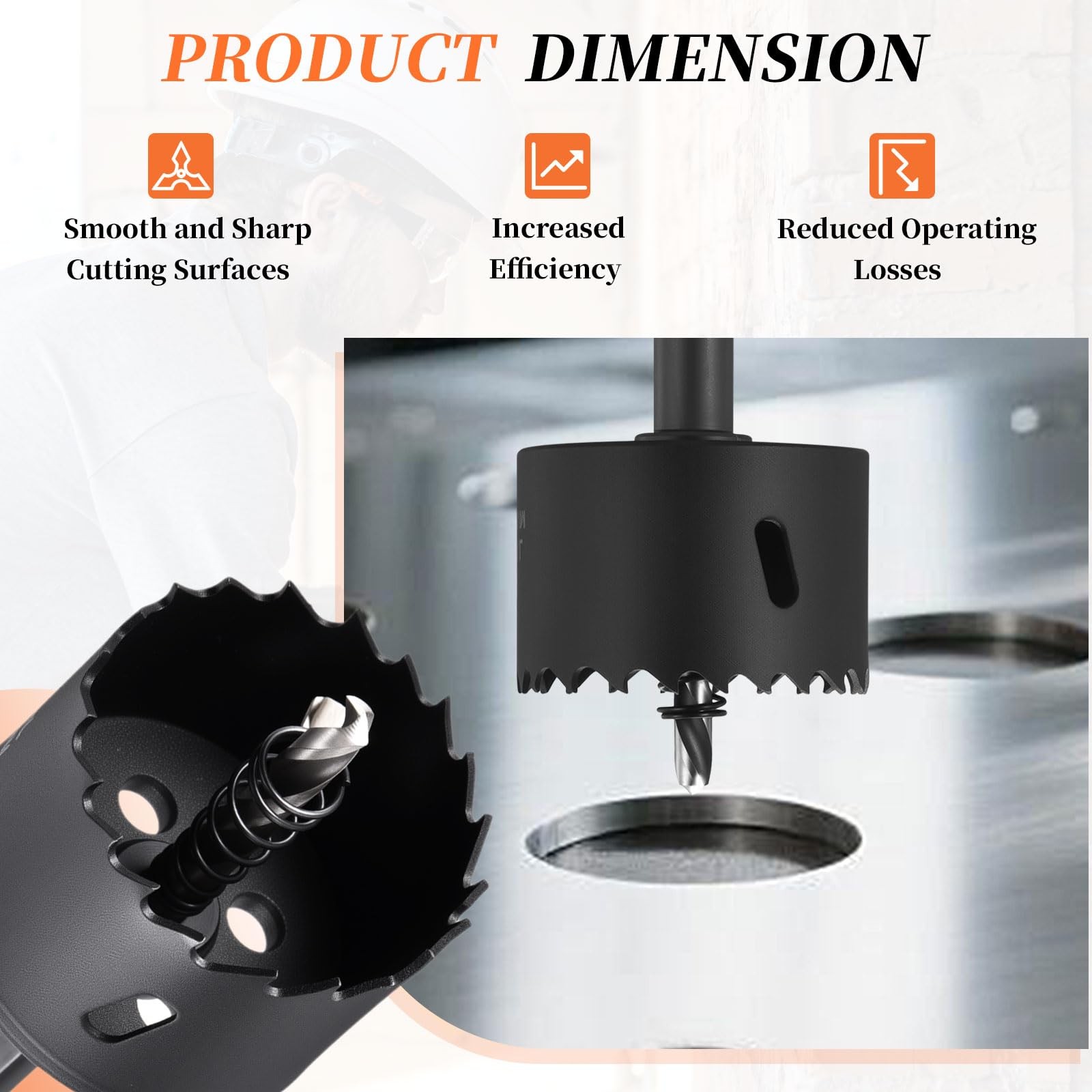METALLIXITY Bi-Metal Hole Saw 2-1/16″, M42 HSS Circular 52mm（2-3/64″）, Black