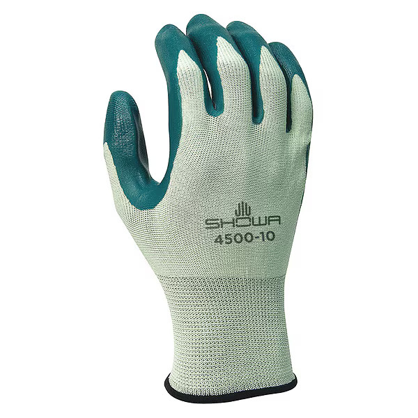 Coated Glove, Nitrile, Smooth, Palm and Fingers, Not Rated Abrasion Level,