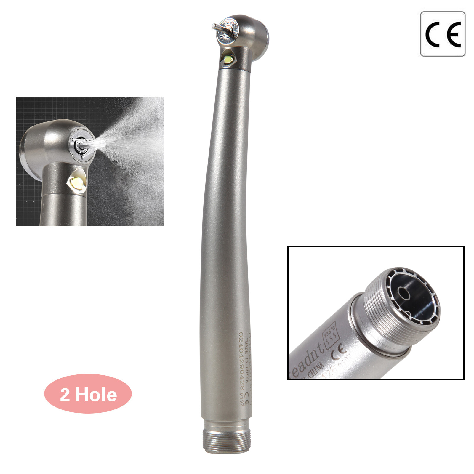 Dental LED Optic E-generator Push Handpiece High Speed Turbine 2 HOLES Borden