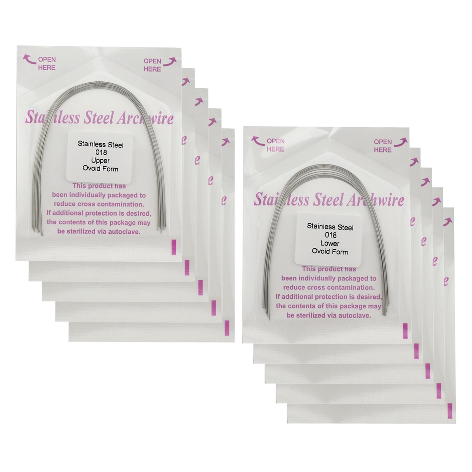 100pcs Dental Orthodontic Arch Wire Stainless Steel Ovoid Form Round Rectangular