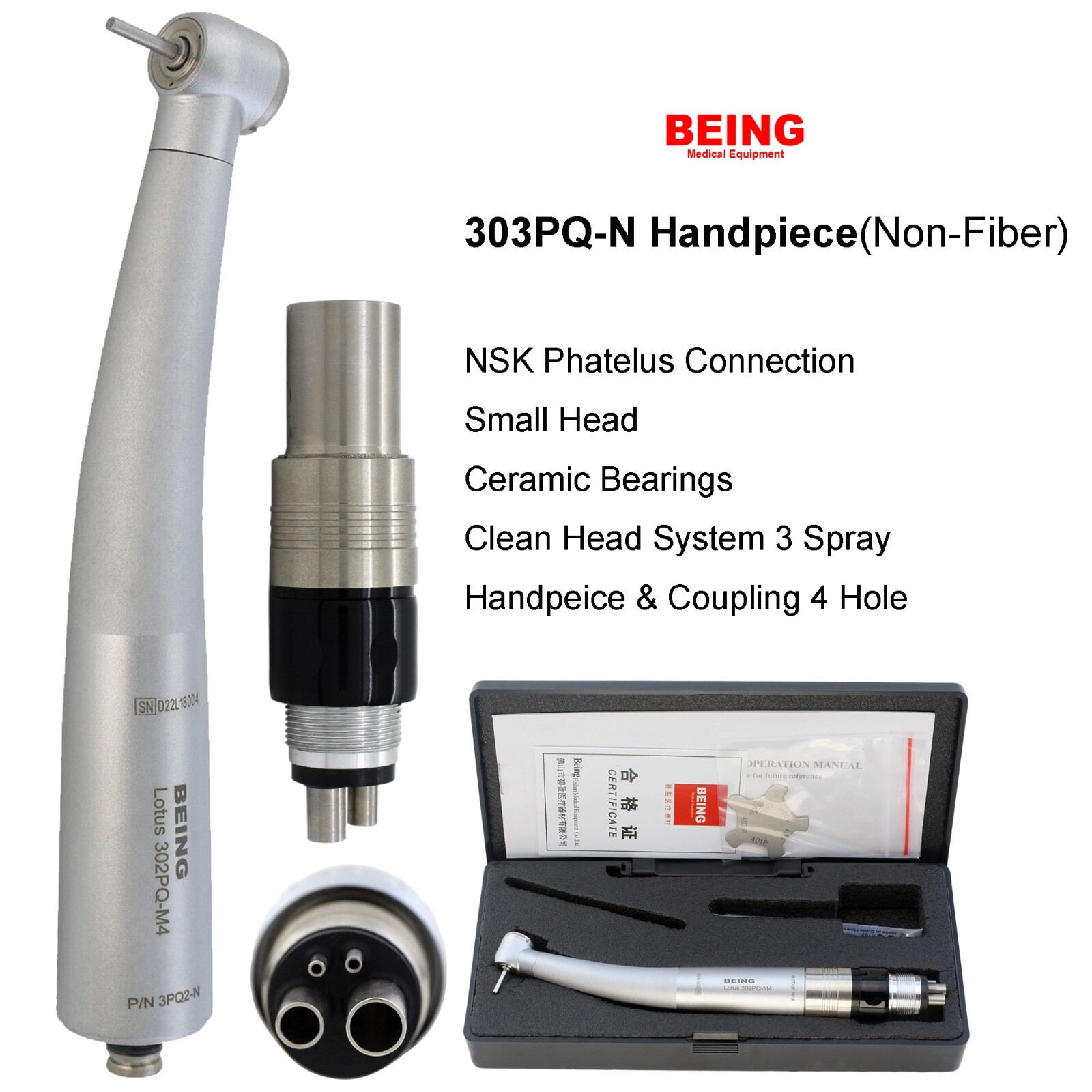 COXO Dental High Speed Handpiece Small Mini Head Turbine 4 Hole Fit NSK Coupler