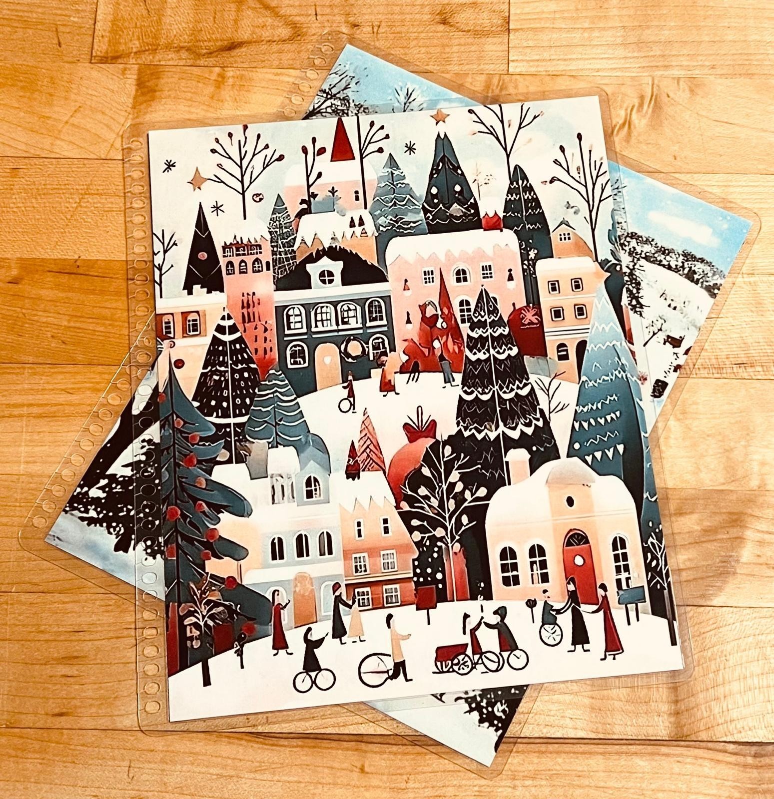 Winter Village Scene Cover Set 4 use with Erin Condren Life Planner~