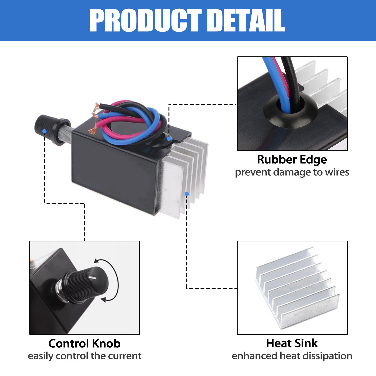 DC 12V 24V Motor Speed Controller Switch Car Fan Bulb Heater Air-Conditioner