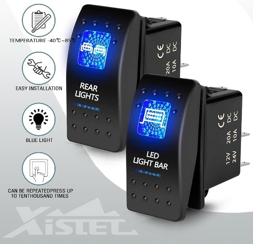 3-Pin/Blue UTV LED Rocker Switches Compatible with 570-1000 XP SXS Maverick X3 P