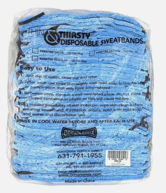 OccuNomix- SBR100 Reusable Absorbent Cooling Sweatbands PK-100