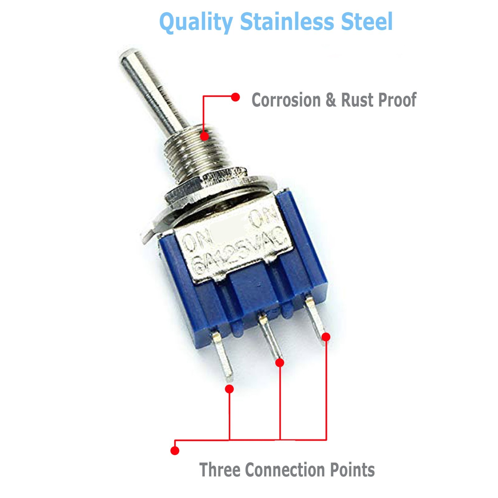 20 PCS MTS-102 SPDT Mini Toggle Switch ON-ON 3-Position 6A/125VAC ~ US STOCK
