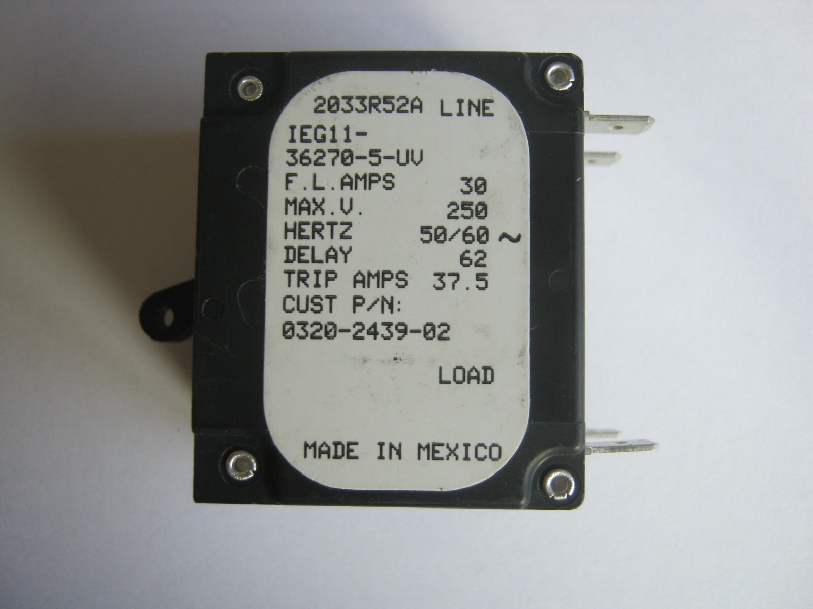 Airpax IEG11-36270-5-UV 30A 30 Amps 2 pole 250v Circuit Breaker Onan 320-2439-02