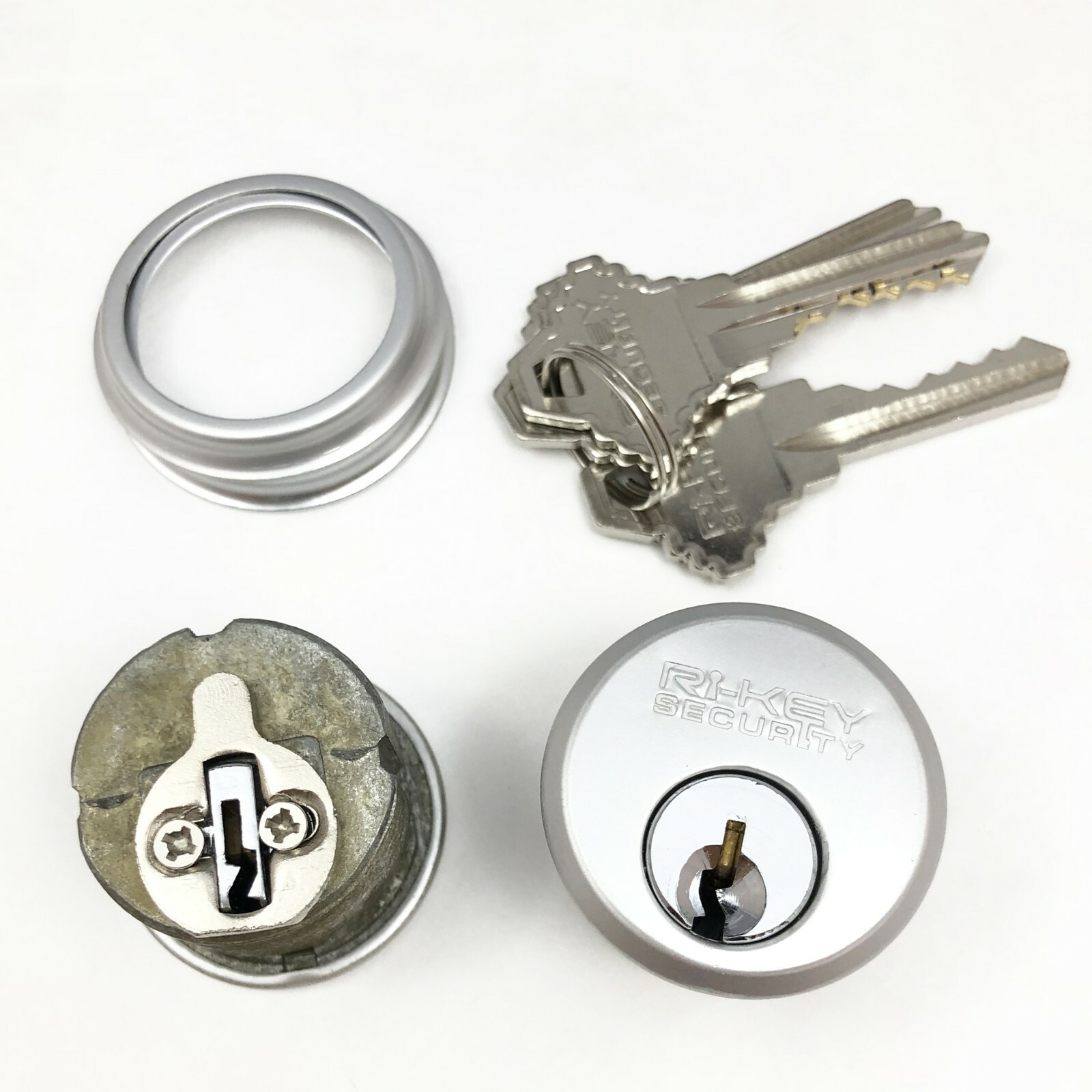 2 Mortise Lock Cylinders 1″ for Store Front Door Adams Rite Brass with 3 Keys