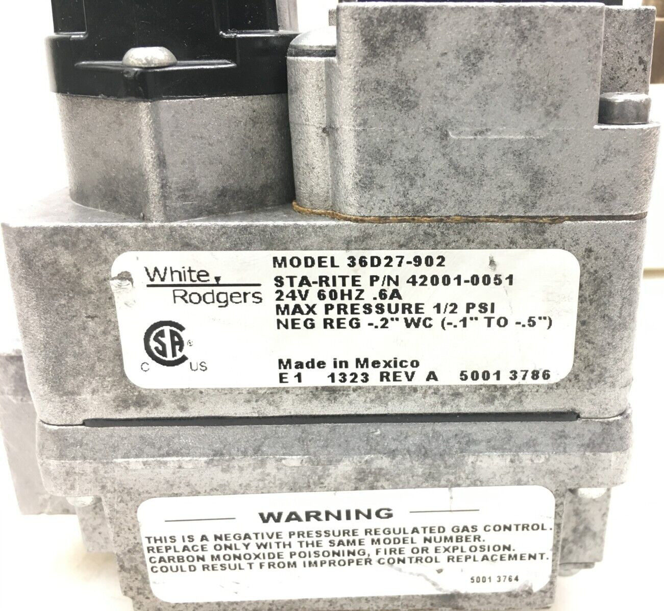 Pentair White Rodgers 36D27-902 Gas Valve 42001-0051 in and out 3/4″ used #G550A