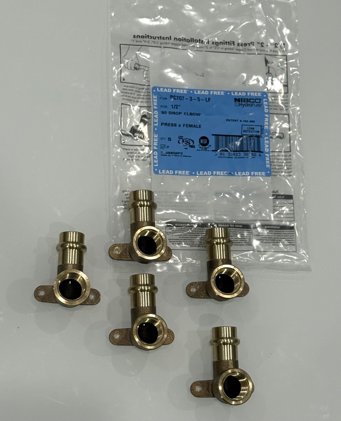NIBCO 1/2″ 90° DROP ELBOWS PRESS X FEMALE PC707-3-5-LF PACK OF 5 PCS
