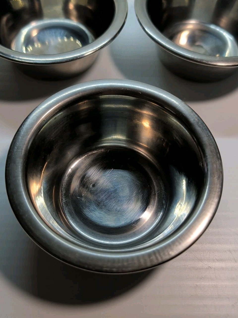 Set of 3 -Stainless Steel 4″ Bowls Prep Bowls Pre Owned Good Condition See Pics
