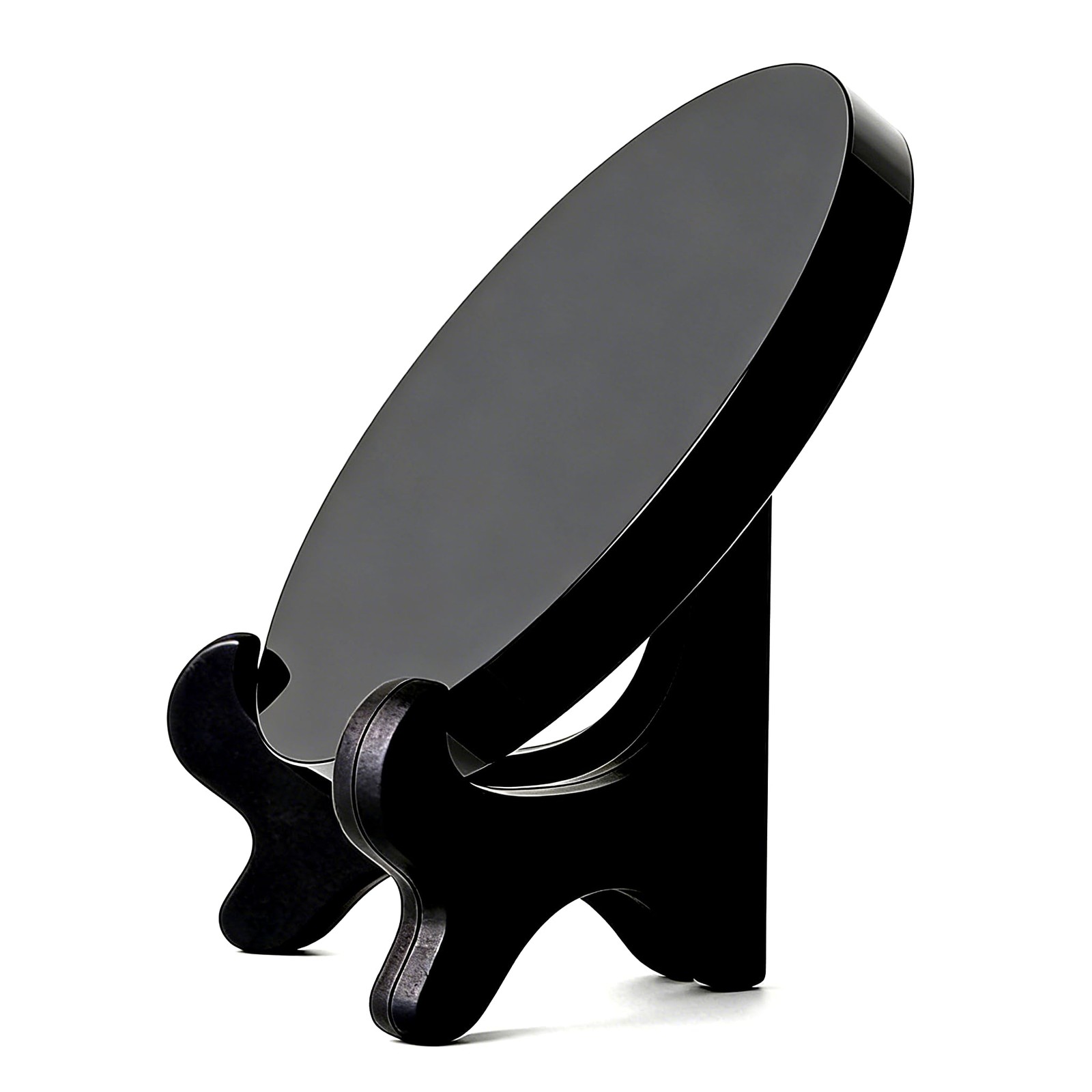 Fhnp367 Large Black Obsidian Scrying Mirror Stand Round Smoth Natural Crystal
