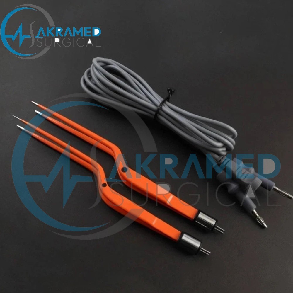 Bipolar Bayonet Forceps 0.5 & 1.5 mm, 20 cm Non Stick w/ Reusable Cable