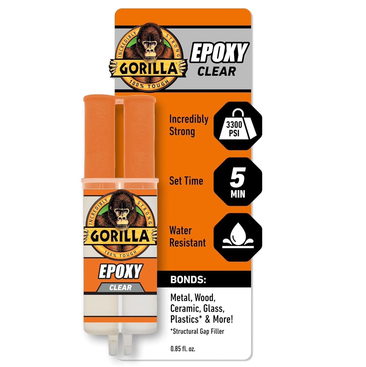 Incredibly Strong 2-Part Clear Epoxy – 0.85oz Syringe, Dries in Just 5 Minutes