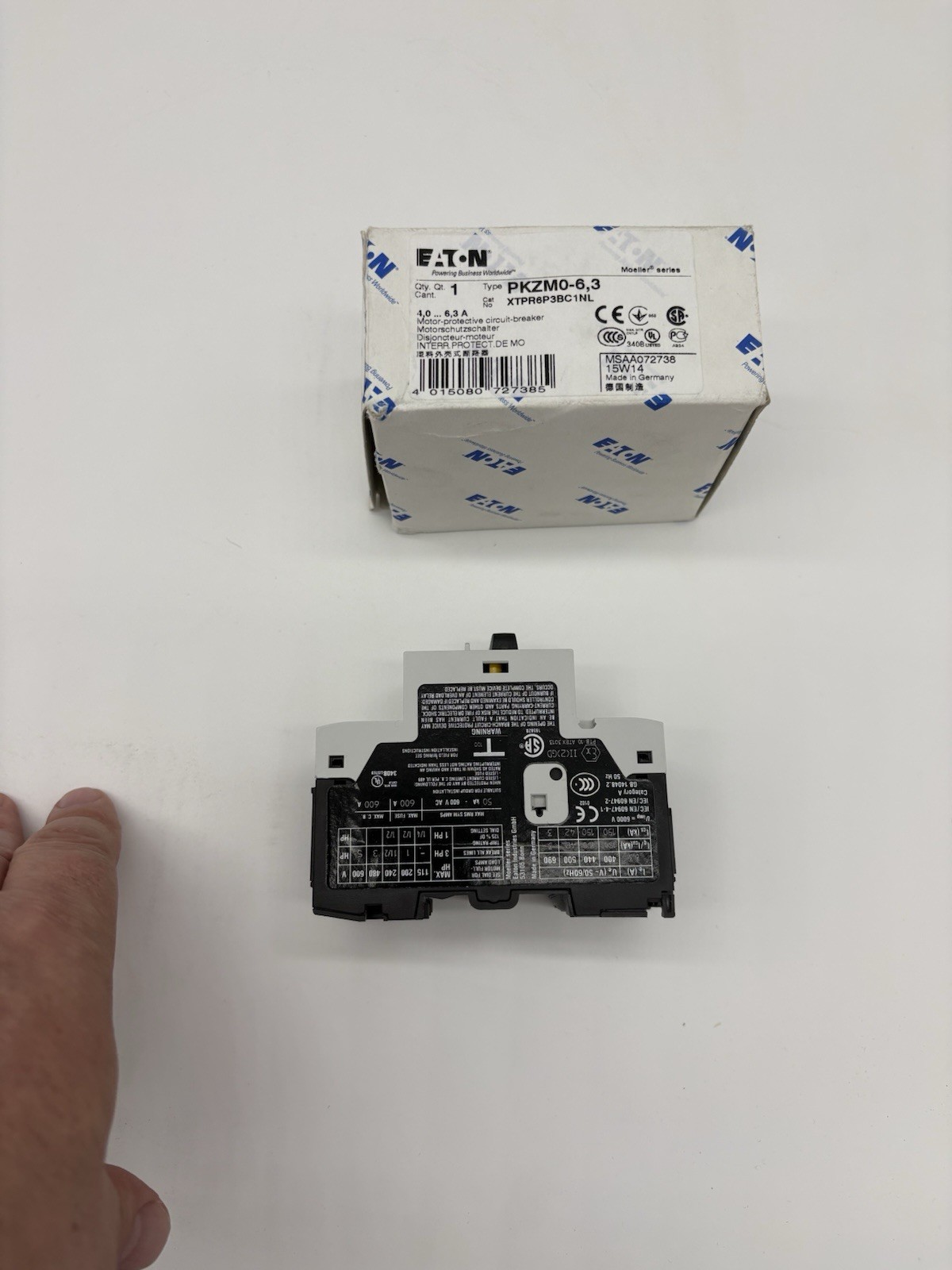 Eaton PKZMO-6,3 Motor Protector Breaker 4.0-6.3A 3-Pole 3-Phase AC NIB