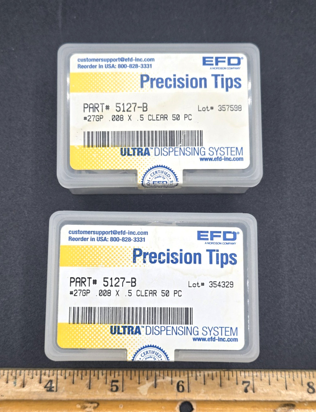 LOT OF 100* EFD 5127-B Precision Tips 27 Gauge 0.5″ Clear Nordson Boeing Surplus