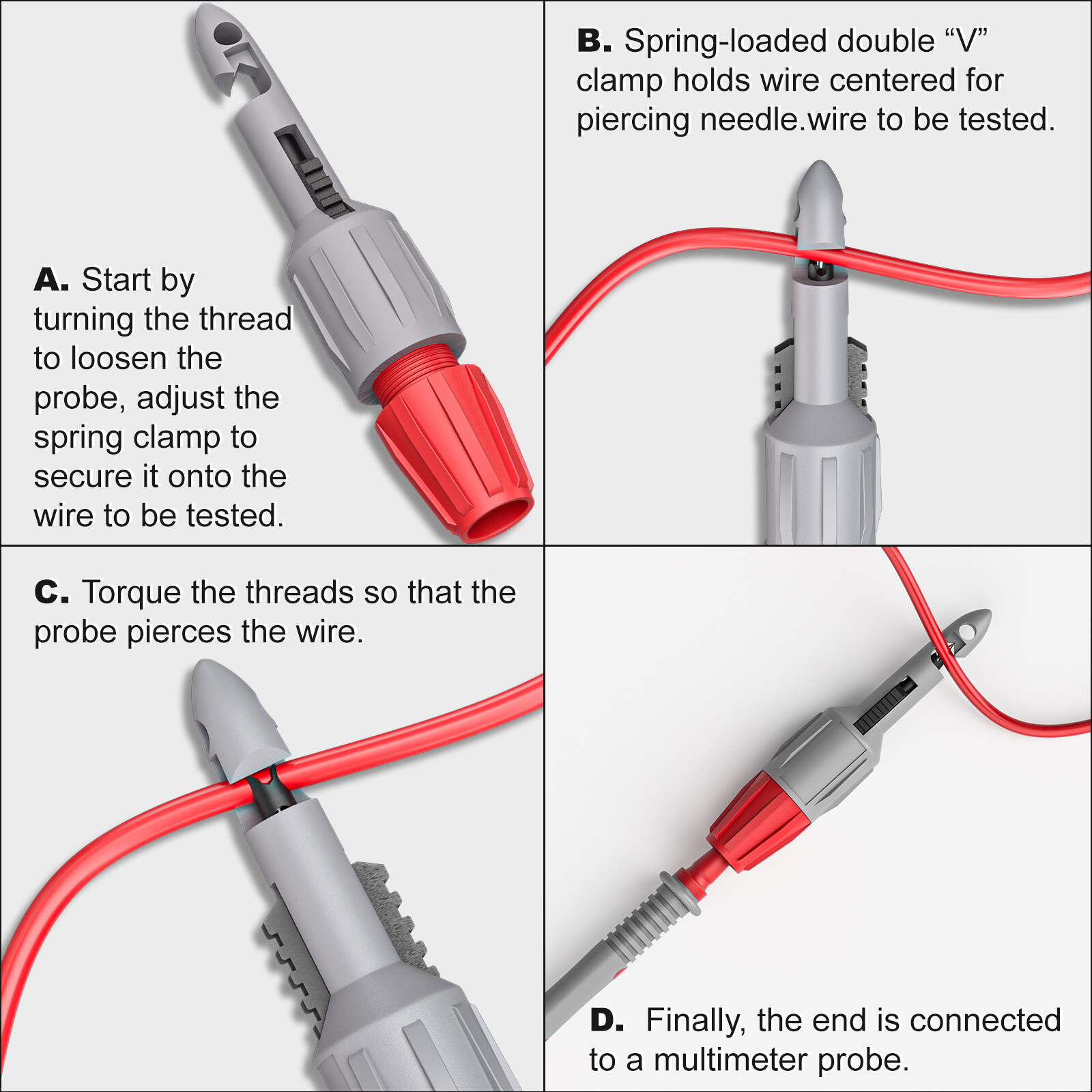 Heavy Duty Wire Piercing Probes Insulation Piercing Clip for Electrical Testing