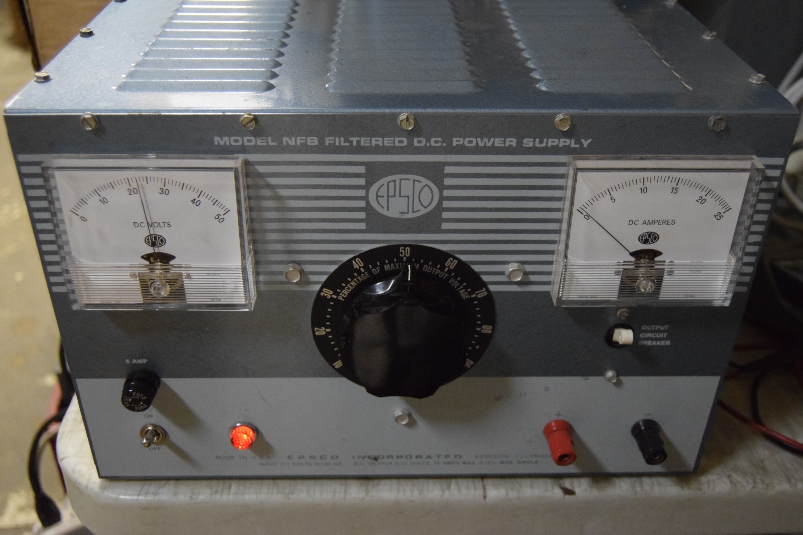 Epsco NFB 0-32 Volts DC 15A (44 VDC Max) Filtered DC Power Supply 115V Input