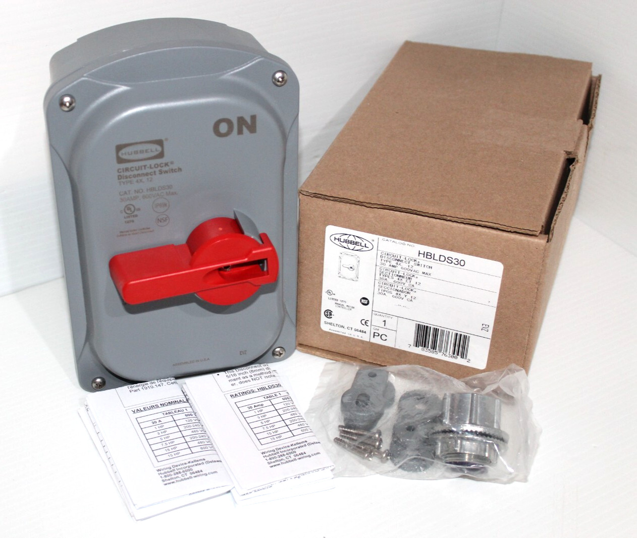 ⭐NEW IN BOX⭐ HUBBELL HBLDS30 CIRCUIT LOCK 30-Amp DISCONNECT SWITCH 600V 30A