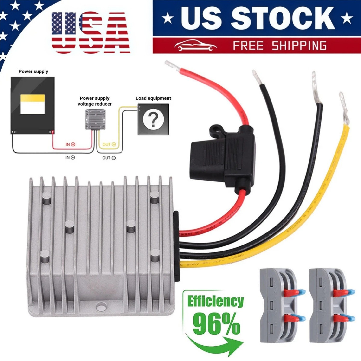 ✅48V/36V to 12V Step Down Converter, 20A 240W DC-DC Buck, Golf Cart Power Supply