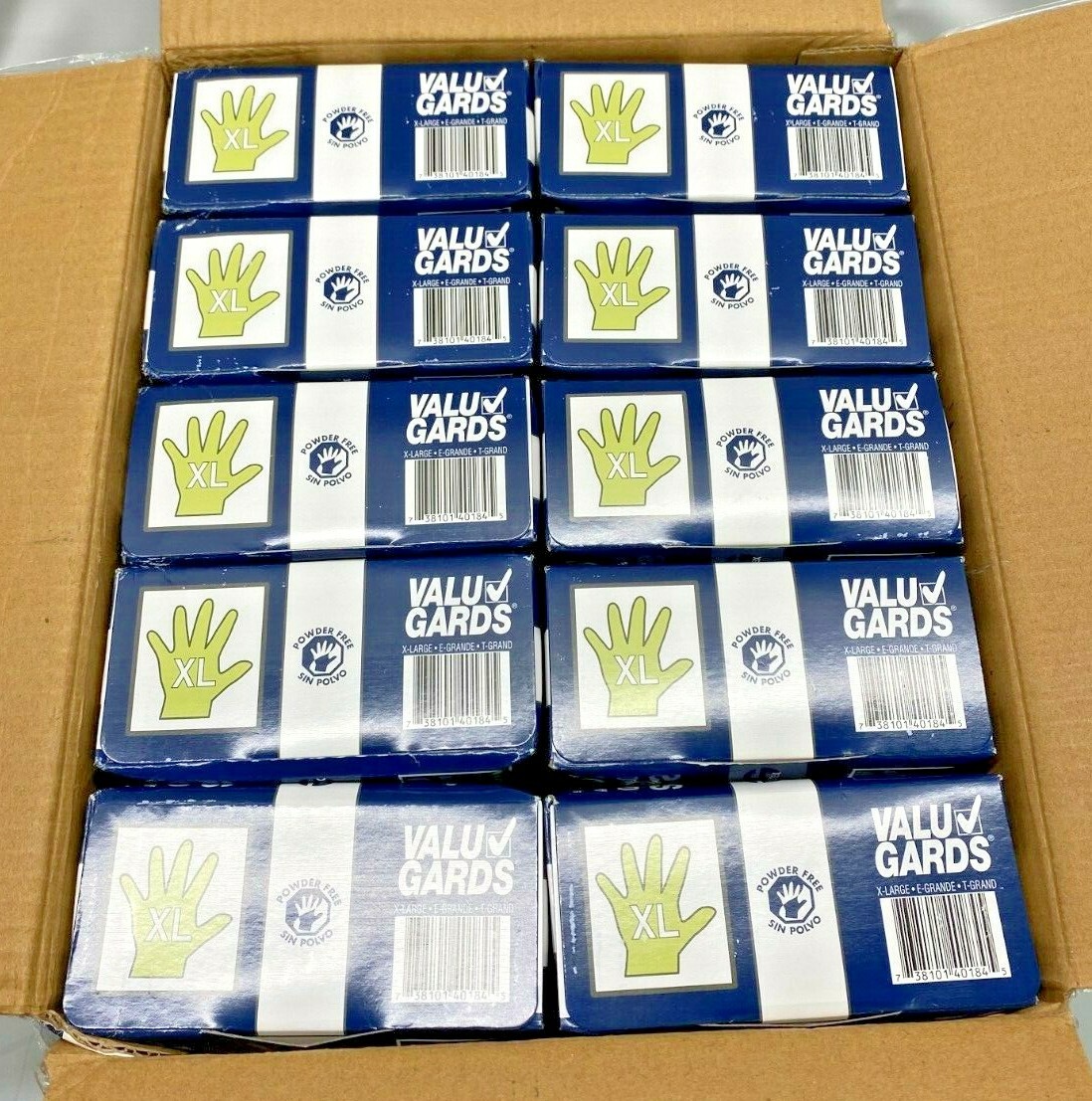 *Case of 10 boxes* Valugards Vinyl Glove, Powder Free, Extra Large, 304340184