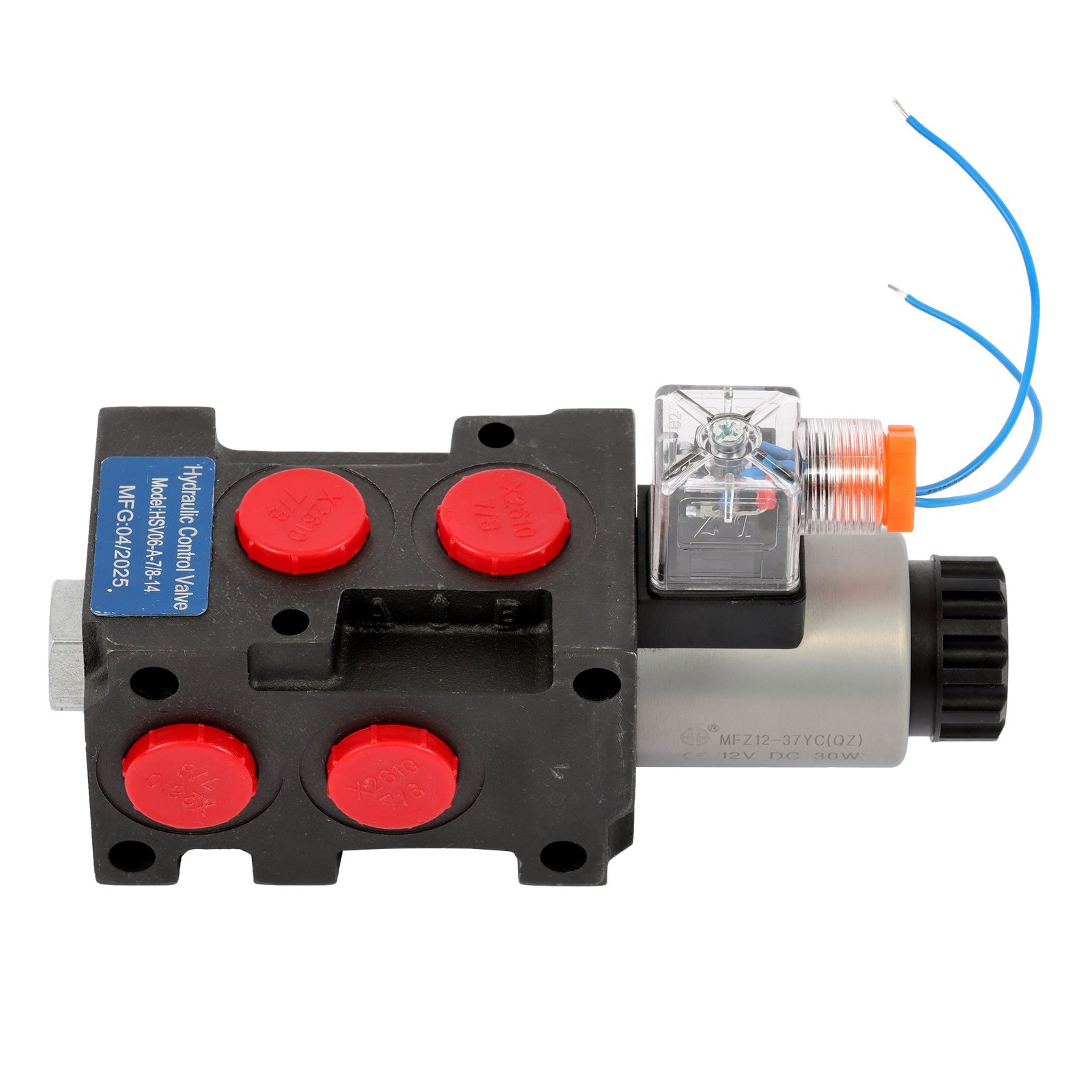6 Port 12V DC Hydraulic Diverter Valve 13 GPM 25MPa 3 Connectors