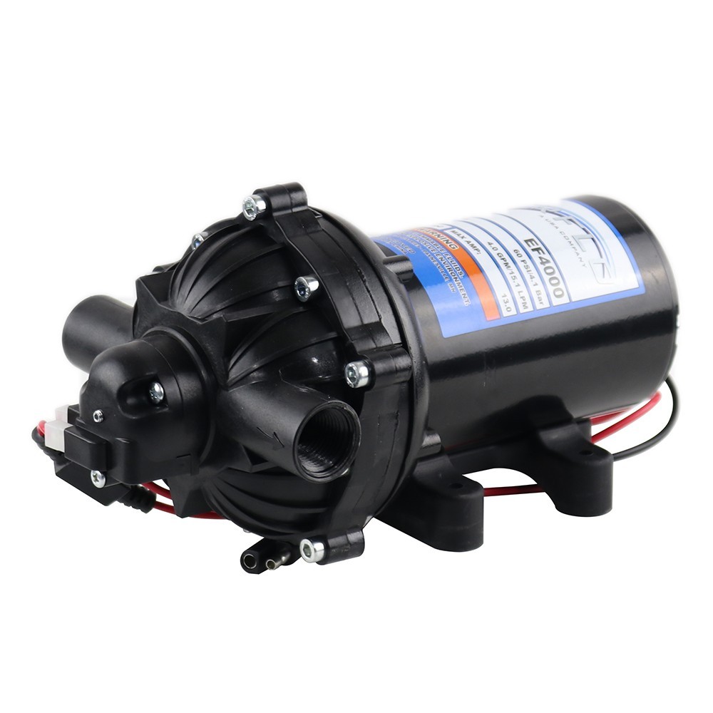 Everflo EF4000 12V Diaphragm Sprayer Pump – 4.0GPM, 60 PSI Max, 1/2″ FNPT Ports
