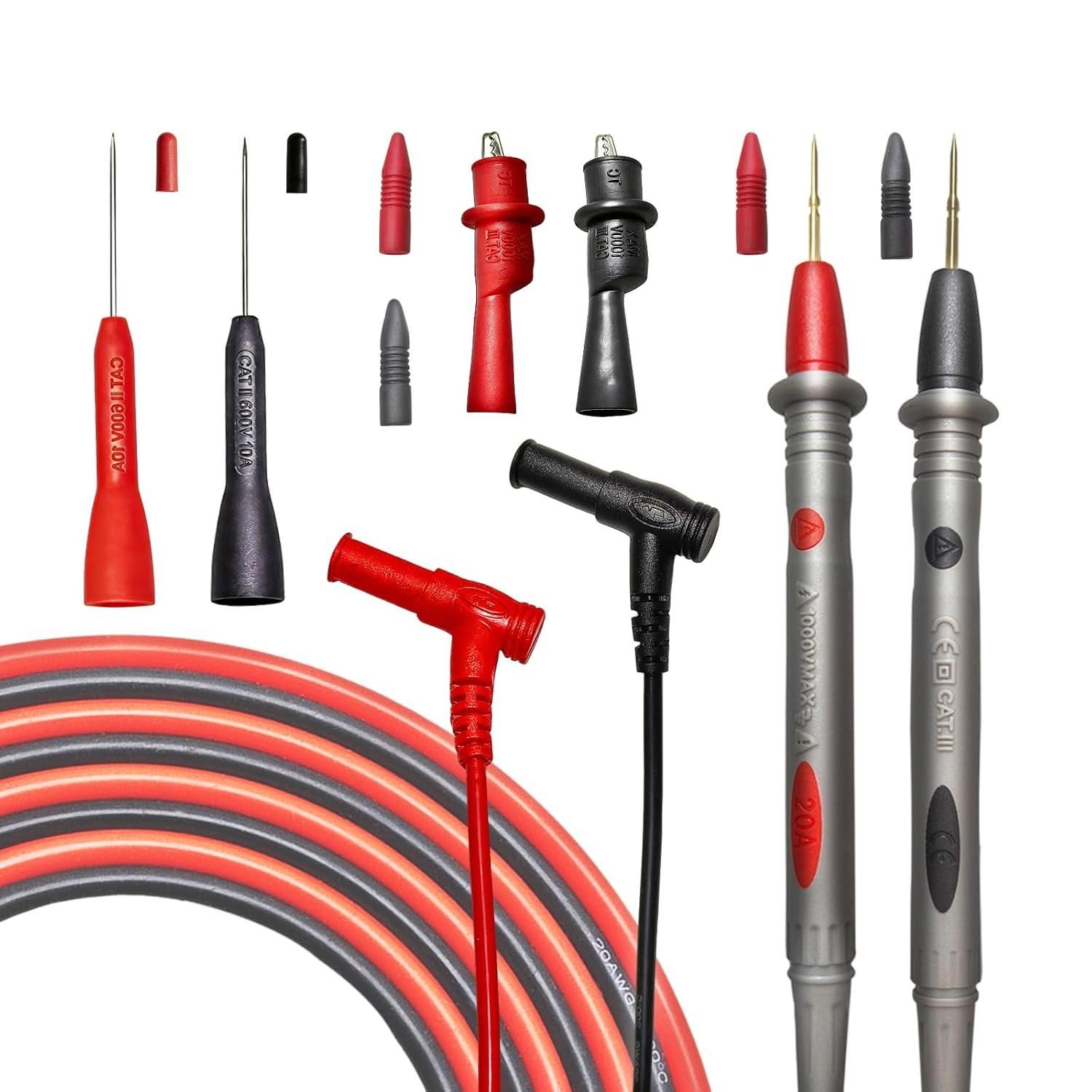 Multimeter Leads Kit, 49″ Premium Silicone Multimeter Test Lead Set, Cat Iii 100