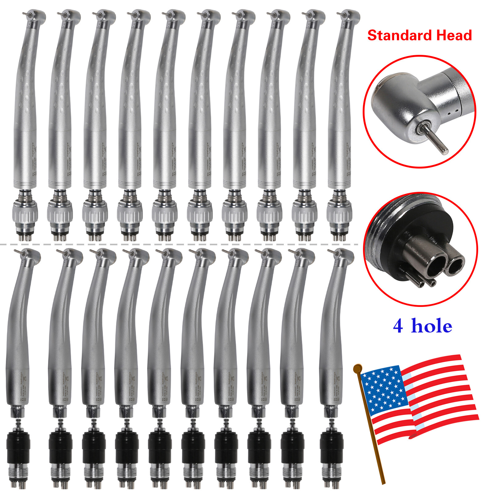 1-10*NSK/KAV Style Dental High Speed Turbine Handpiece Swivel Coupler 4 Holes