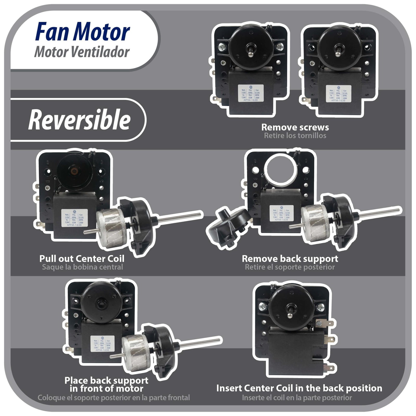 Appli Parts APFM-2268 Evaporator Fan Motor for refrigerators and freezers 110 V,