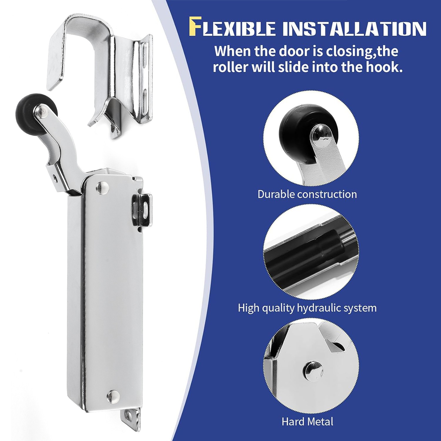 Powerful Hydraulic Door Closer For Walk-in Freeze Or Cooler 304 Stainless Flush