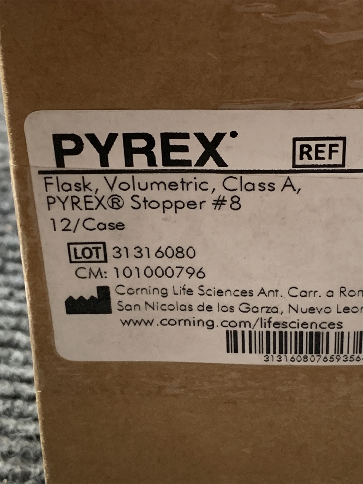 New Box of 12 Corning PYREX #5640-2, 2mL Class A Volumetric Flasks