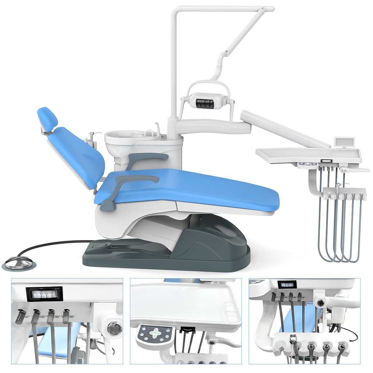110V Dental Unit Chair Computer Controlled DC Motor PU Leather & Stool CE FDA