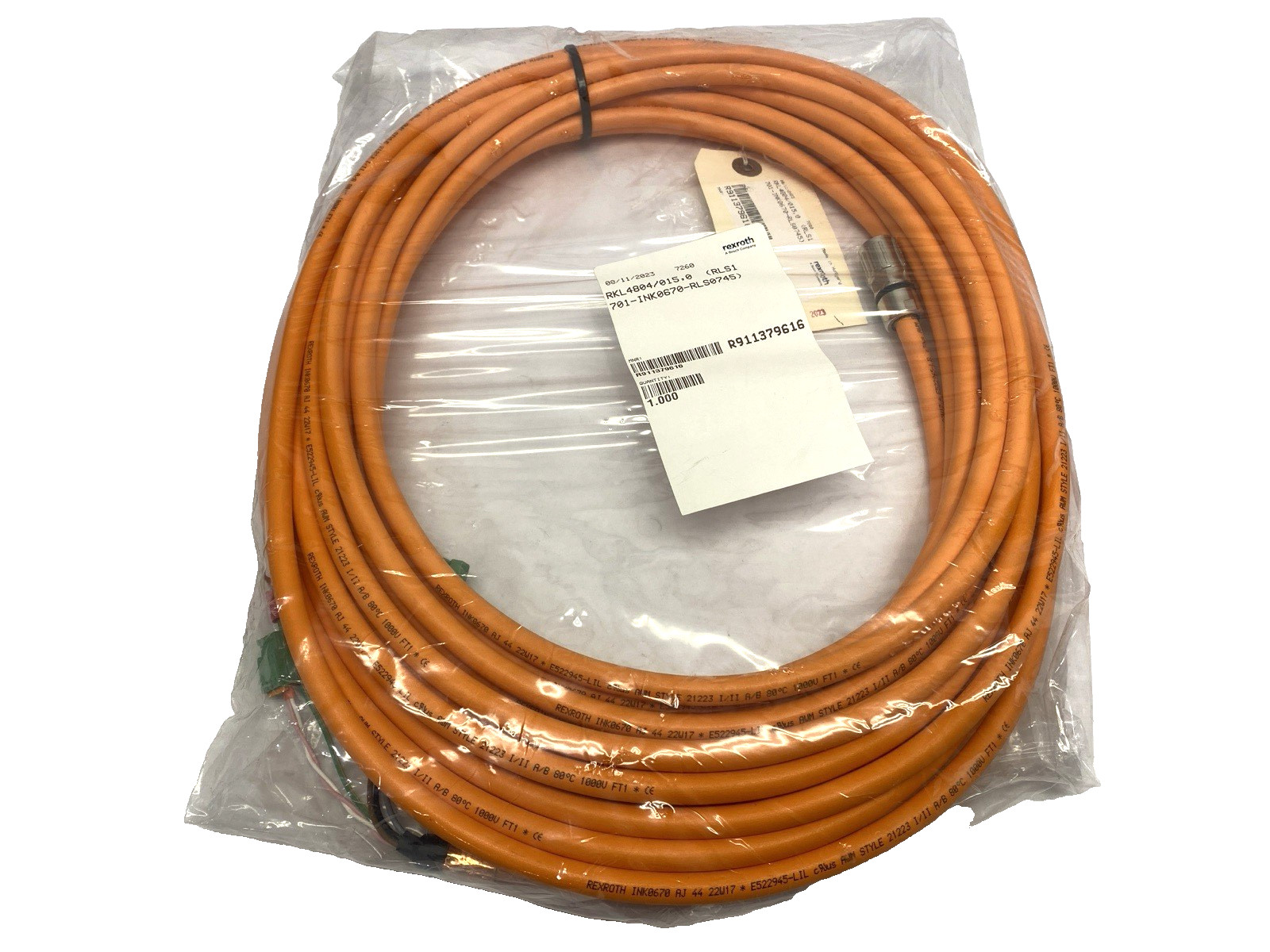 Rexroth RKL4804/015,0 Motor Power Cable R911379616 15m