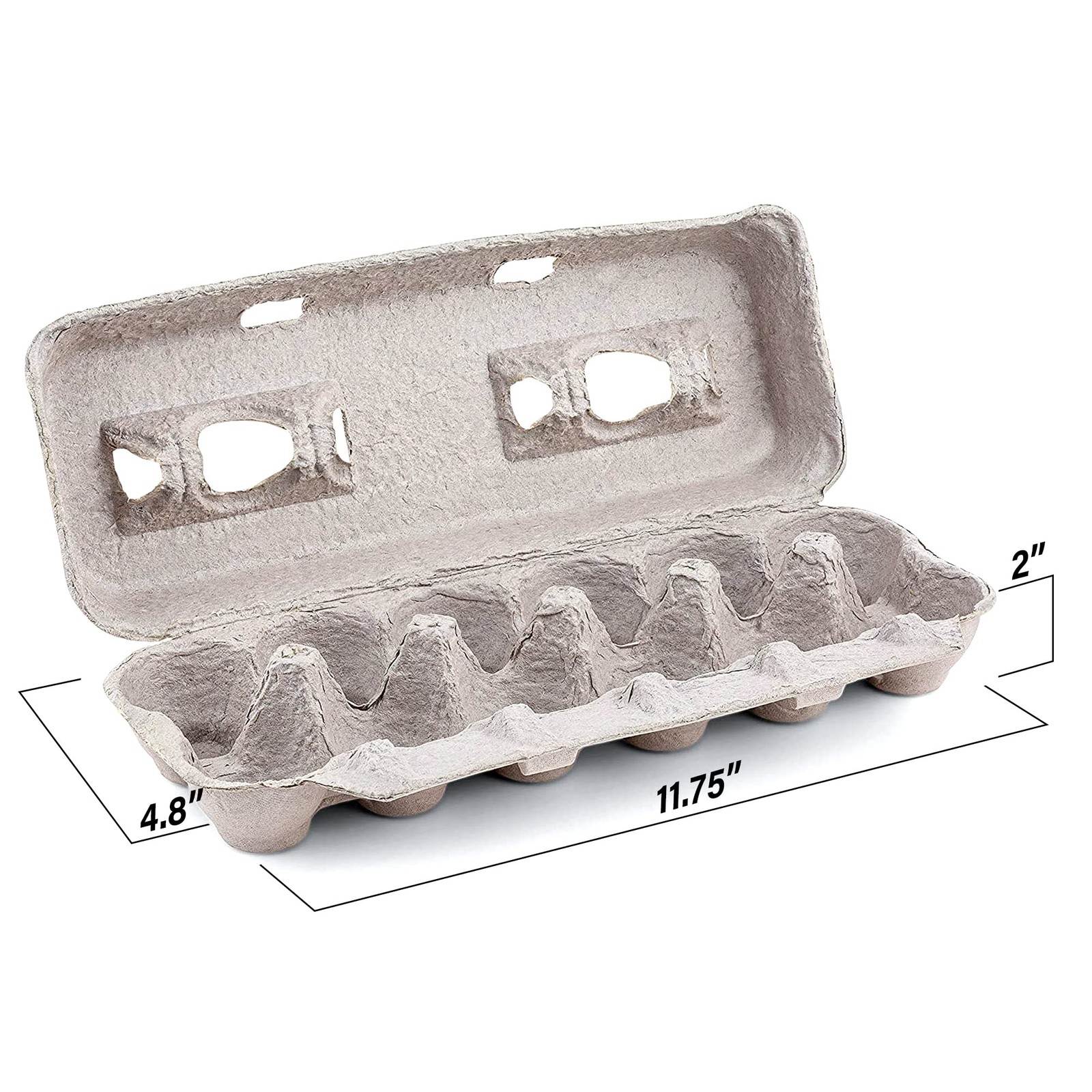 Natural Pulp Egg Cartons Holds 12 Eggs 11.5″ X 4.2″ X 1.25″ – Recycled Material
