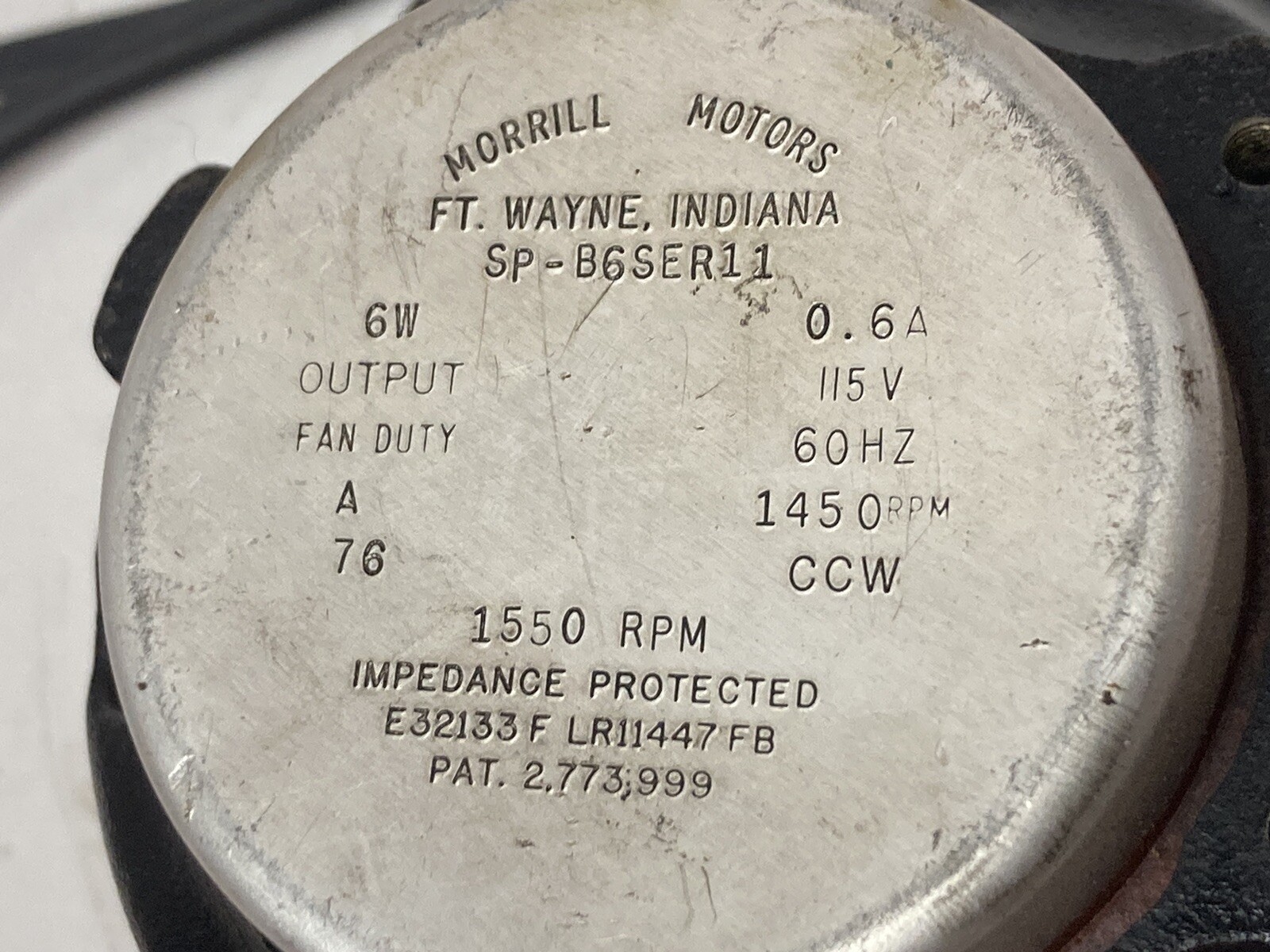 Morrill Motors,SP-B5MV1,Motor 1450RPM 115V