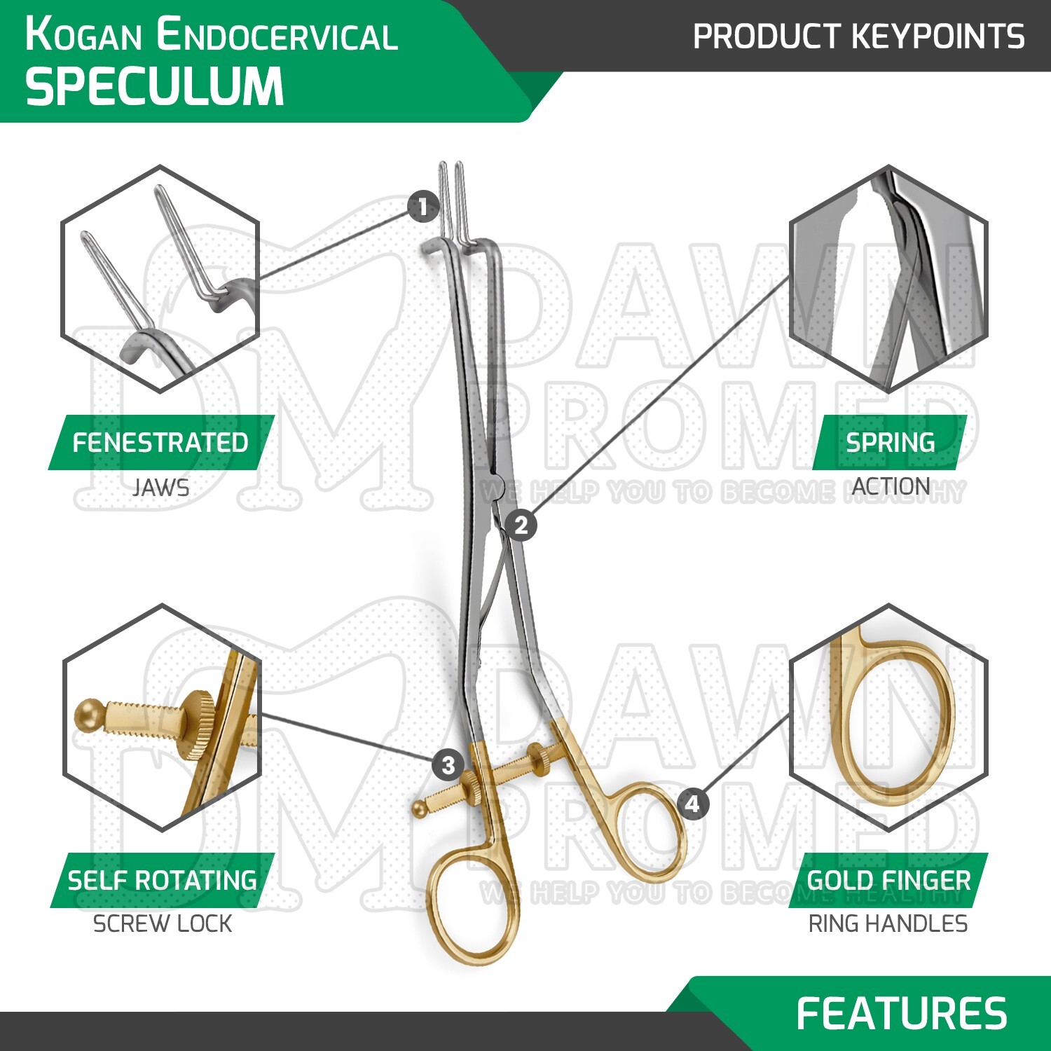Kogan Endocervical Speculum 9.5″ Fenestrated Jaws 7X25 mm OB/GYN Instruments