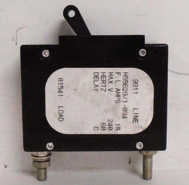 Used AIRPAX M55629/1-094 Circuit Breaker | 15 A / 240 Max V | 60 Hz | Delay: C