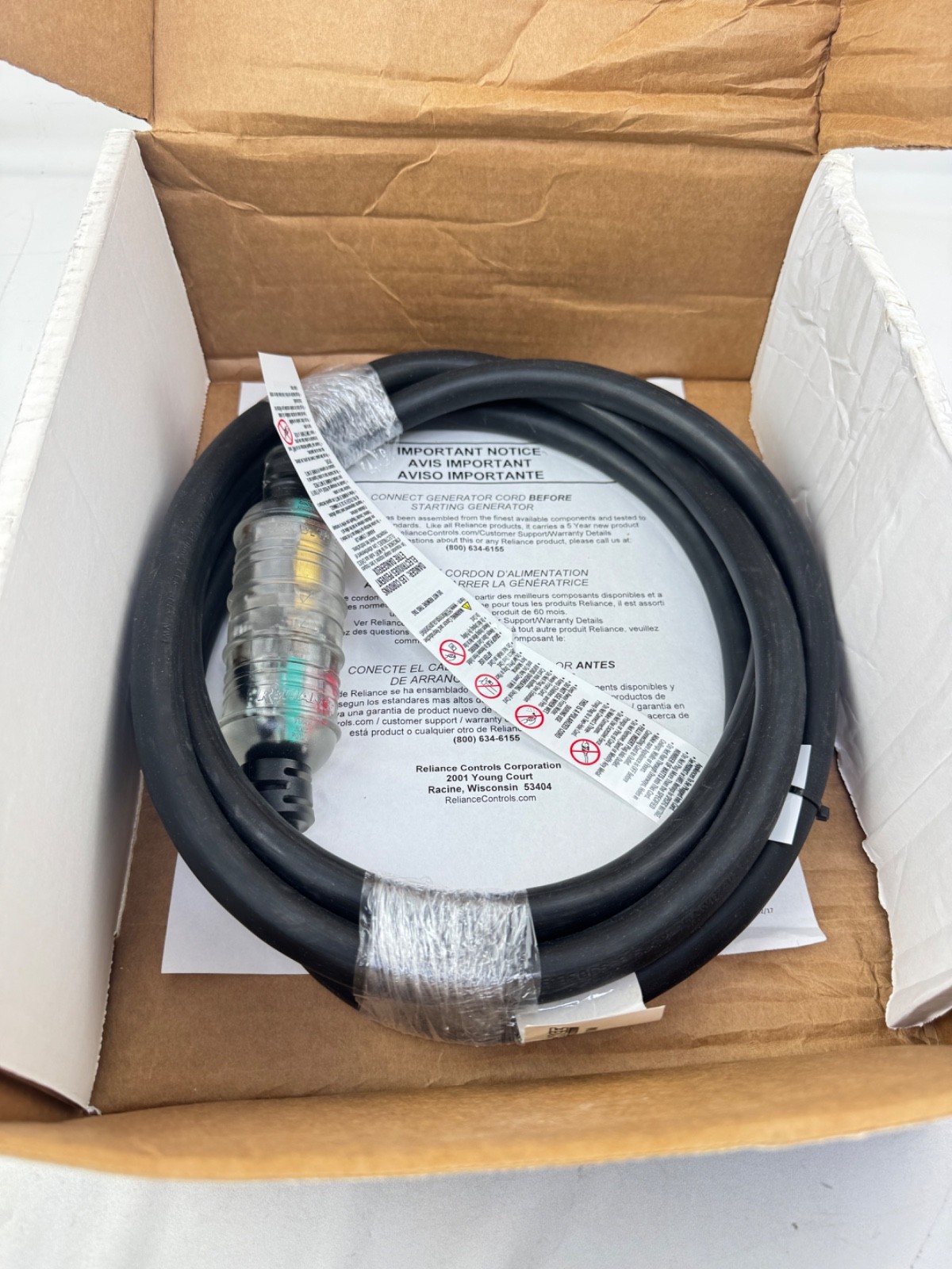 Reliance Controls PC3010M Generator Power Cord 30-Amp L14-30 10 Foot