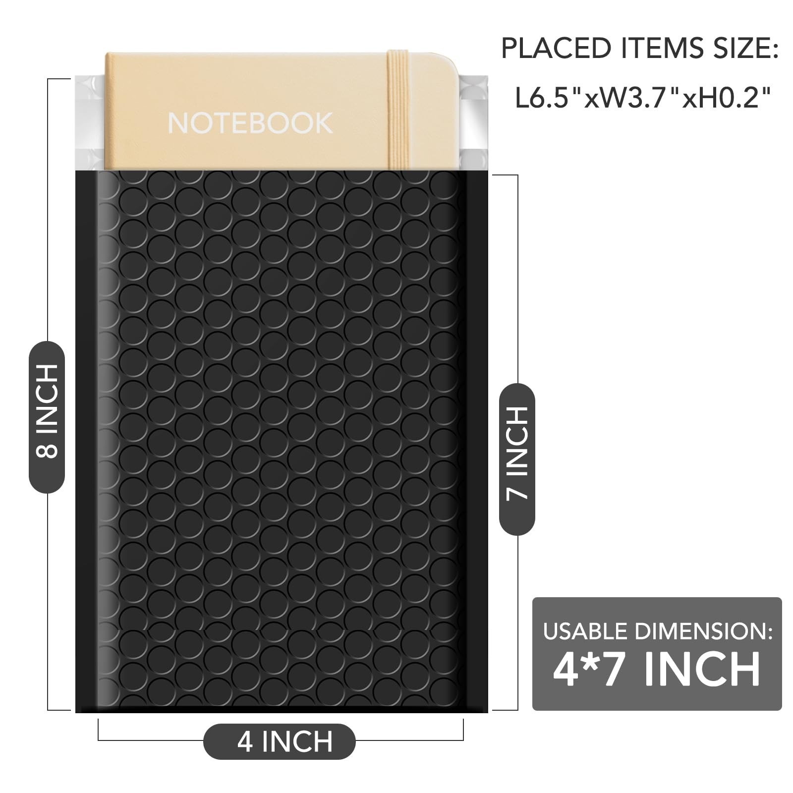 GSSUSA Black Bubble Mailers 4×8″ Inches 50 Pack, Usable Size 4X7″ Bubble Enve…